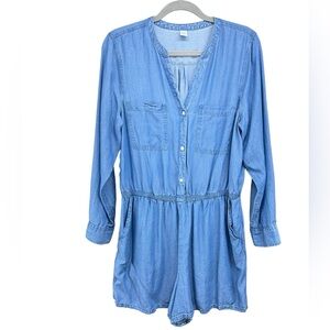 Old Navy Chambray Long Sleeve Short Romper Women’s Large
